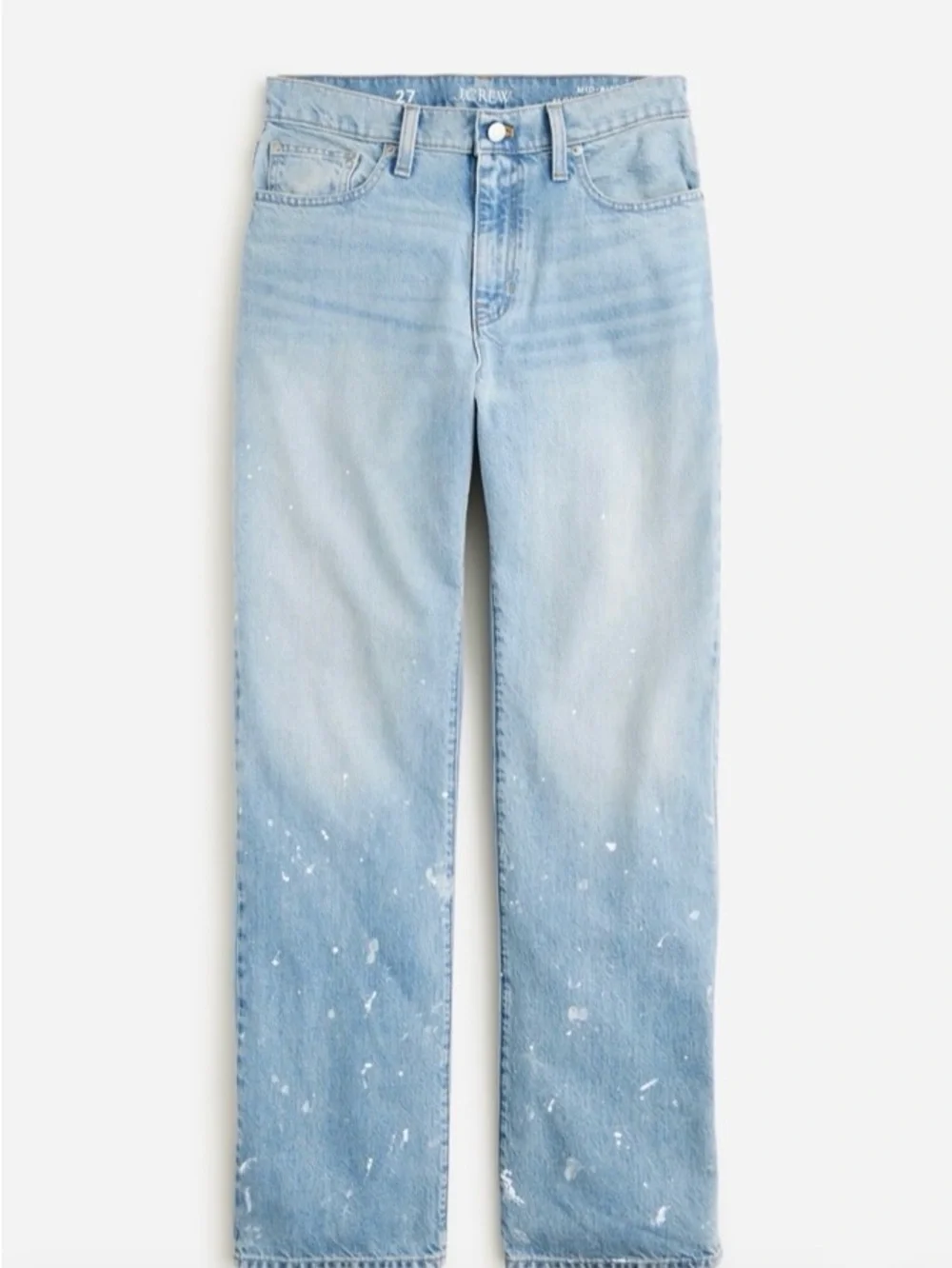 J. Crew Slouchy-straight Jeans with Paint Splatter in Ice Blue Wash Size 27
